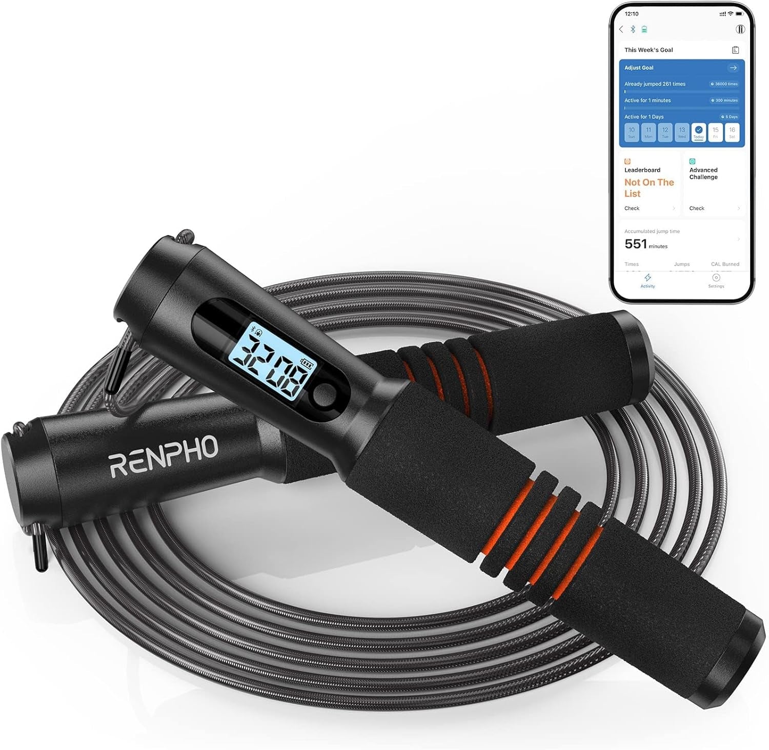 Smart Jump Rope with App-Based Data Tracking and Analysis, Tangle-Free Design, Adjustable for All Users, Perfect for Crossfit, Gym, and MMA Training
