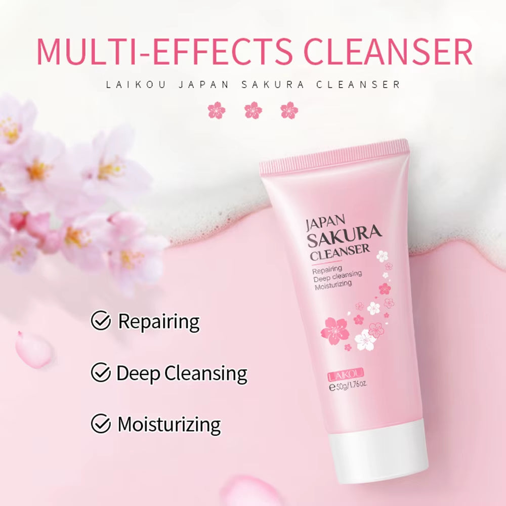 8-Piece Sakura Facial Skin Care Set: Moisturizing Serum, Nourishing Cream, Soothing Lip Balm, and Hand Cream for Enhanced Beauty and Care