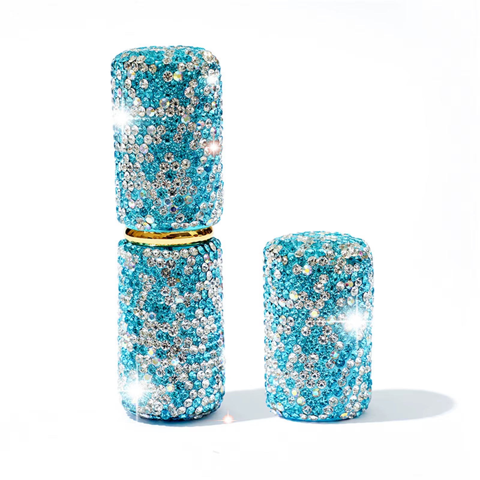 Diamond-Encrusted 10ml Glass Perfume Spray Bottle - Refillable Mini Cosmetic Vial