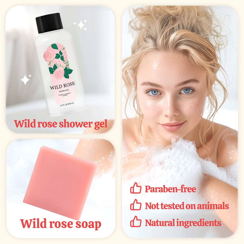 Luxurious Rose Bath and Body Gift Set for Women - 6-Piece Spa Collection, Perfect for Self-Care and Mother's Day Gifts