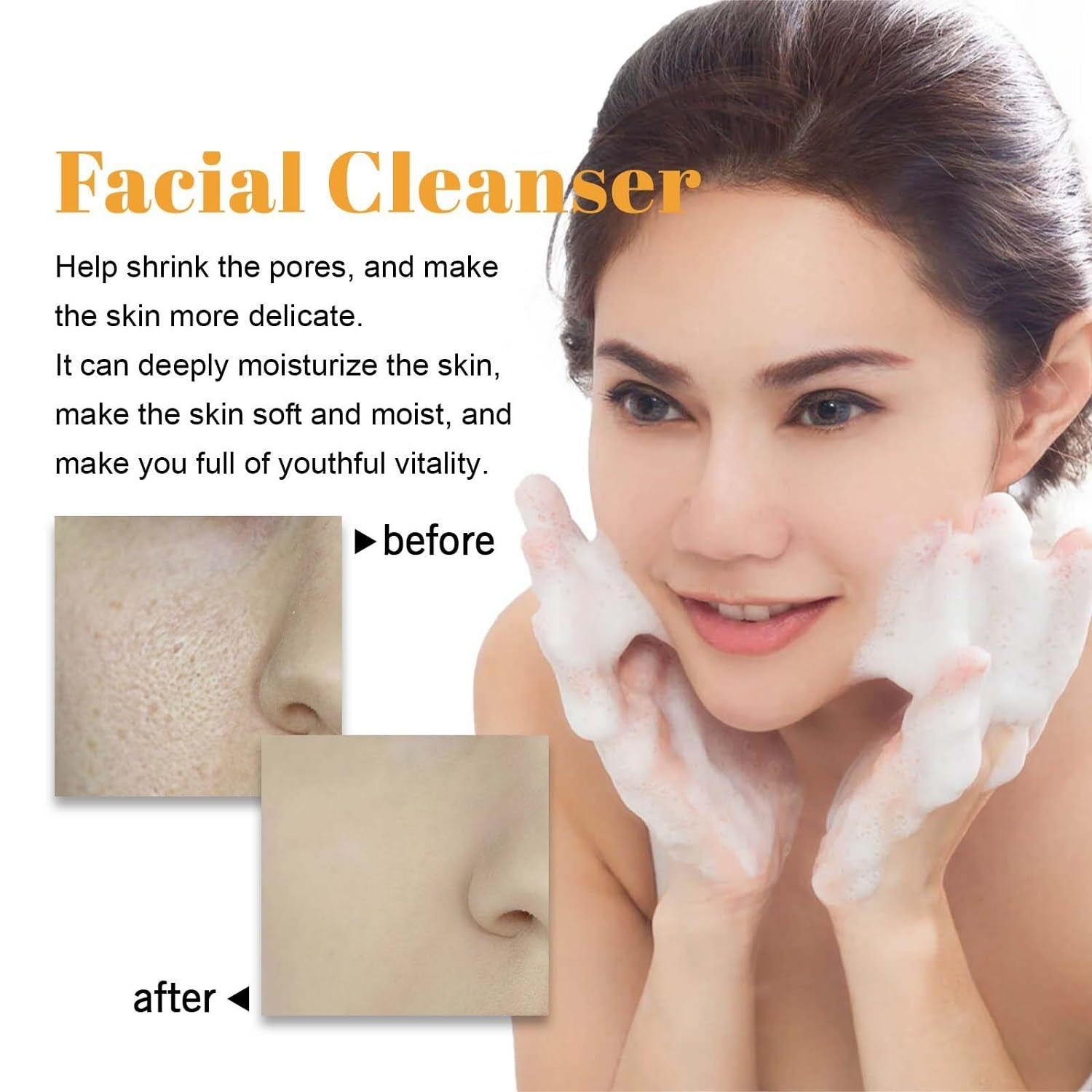 Turmeric Foaming Facial Cleanser Set - Deep Cleansing and Brightening Face Wash with Brush (100ml)