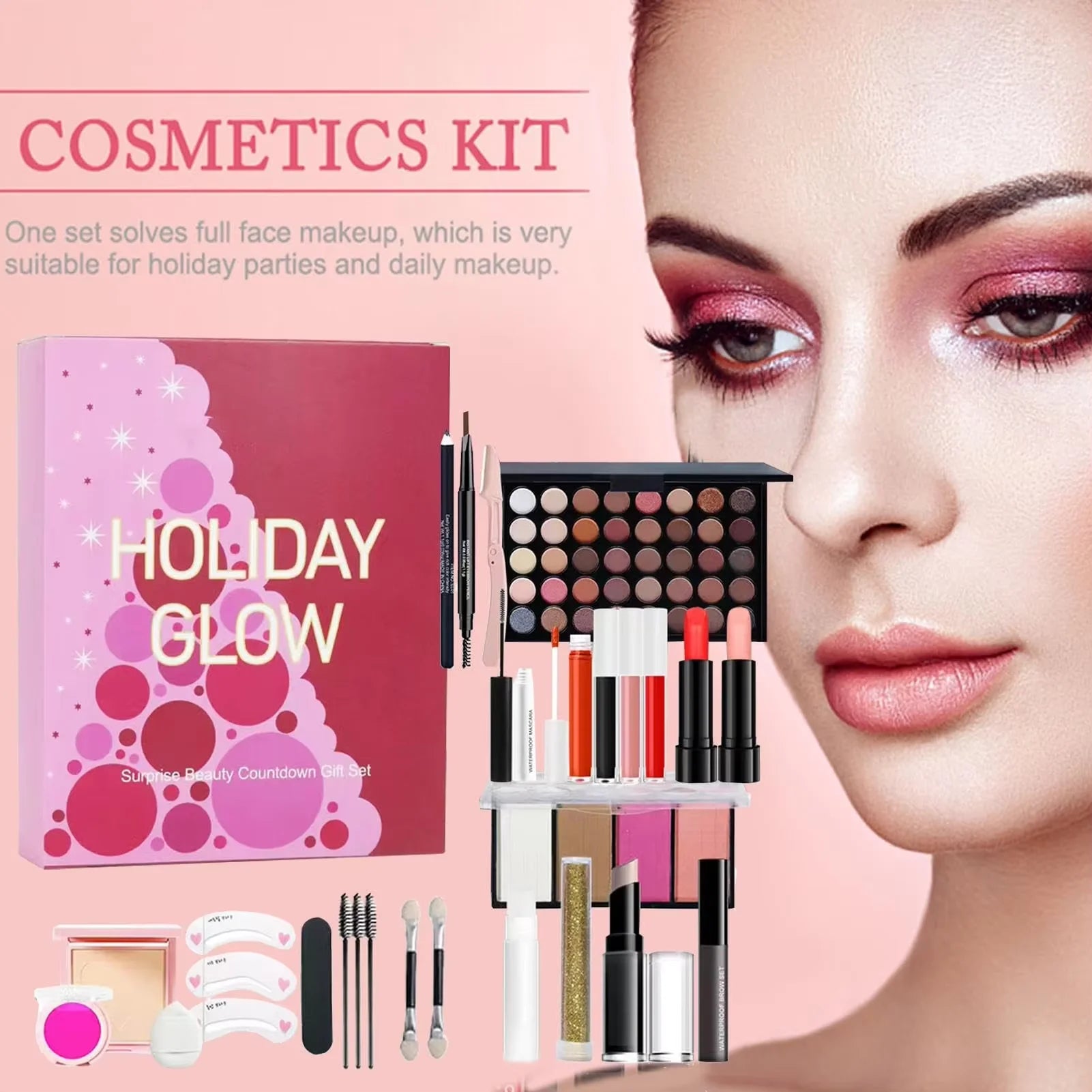 2025 Christmas Countdown Calendar Gift Box - 24-Piece Makeup Set Advent Calendar for Beauty Surprises