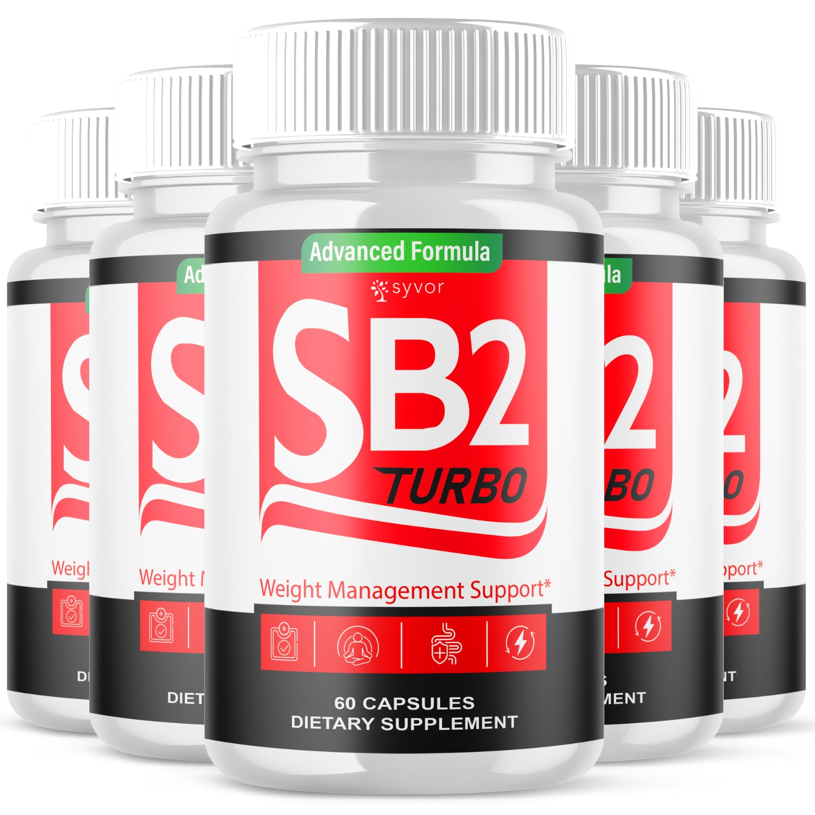 (5 Pack) SB2 Turbo Pills Advanced Energy & Fitness Supplement Sb2Turbo 300 Caps