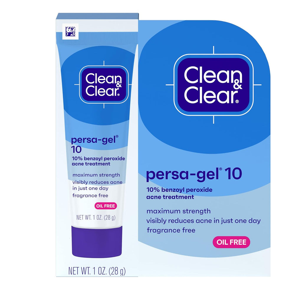 Clean & Clear Persa-Gel 10 Maximum Strength Oil-Free Acne Spot Treatment with 10% Benzoyl Peroxide, Fragrance-Free, 1 Fl. Oz