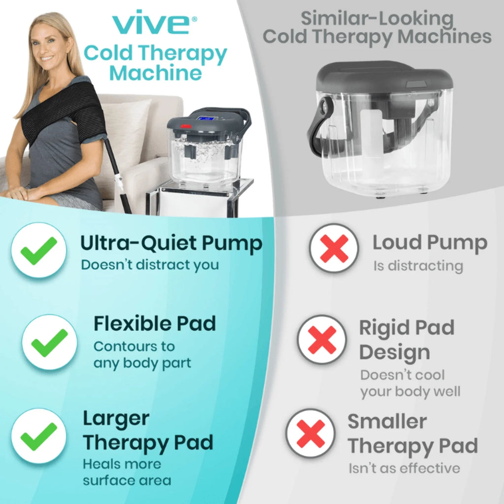 Ice Machine for Knee & Shoulder Post-Surgery – Cold Therapy for Knee & Hip Replacement – Large Cryotherapy Pad with Quiet Pump – Flexible Cuff for Ankle, Back, Leg, Cervical, ACL