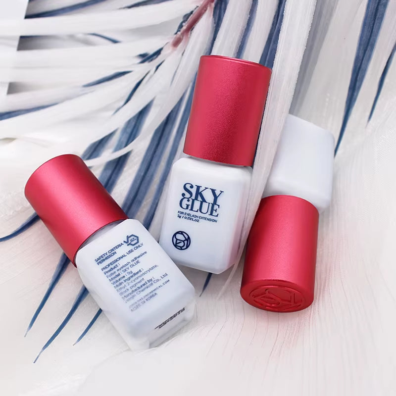 SKY S+ Glue for Fake Eyelash Extensions - Original Korean Formula, 5ml, Red Cap - Professional Adhesive for Beauty and Makeup Applications