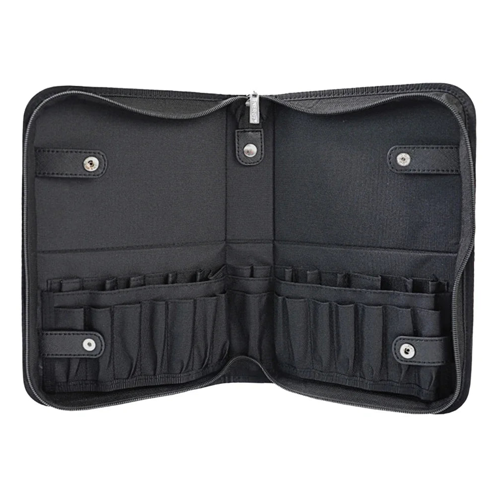 29-Hole Foldable Makeup Brush Organizer - Waterproof Nylon Cosmetic Storage Bag for Women