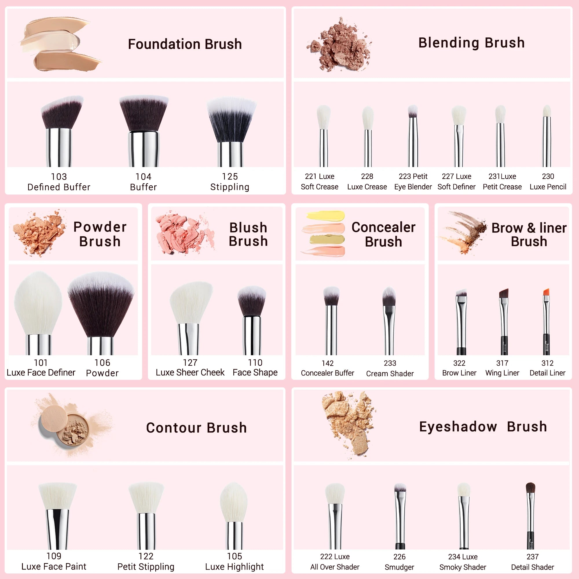 Professional 25-Piece Makeup Brush Set for Foundation, Powder, Contouring, Blending, Eyeshadow, and Blush - Goat Hair and Synthetic Materials