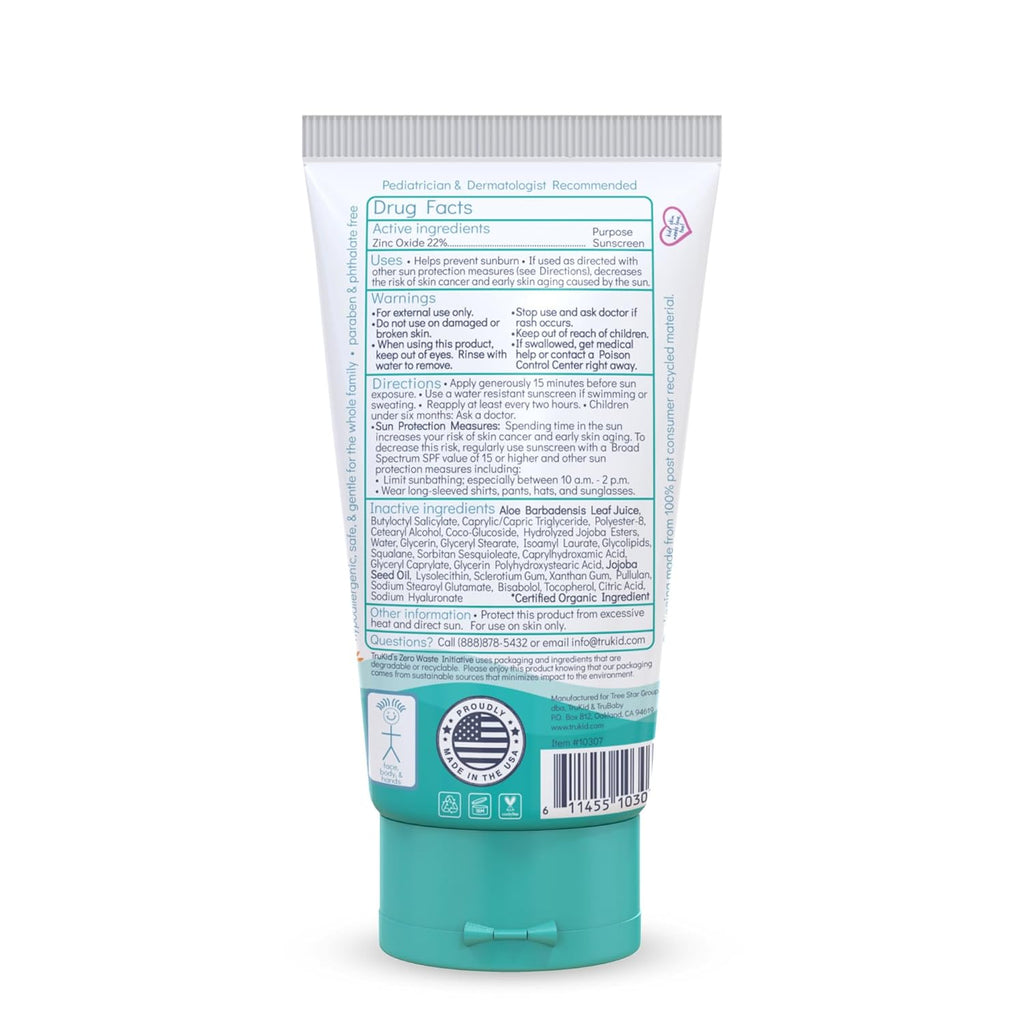 Mineral Sunscreen SPF 50 for Children and Infants - Non-Toxic Zinc Oxide Formula for Sensitive Skin, Unscented, FSA Eligible, Travel Size 3.4 Oz