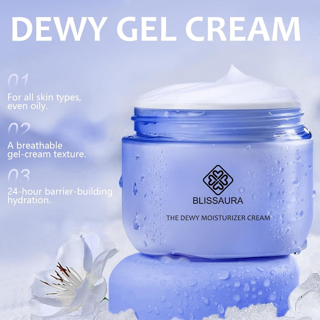 Dewy Skin Hydrating Face Cream with Hyaluronic Acid - Lightweight Moisturizer for Dry and Sensitive Skin - Ideal Makeup Primer for a Radiant Finish - 1.7 Oz