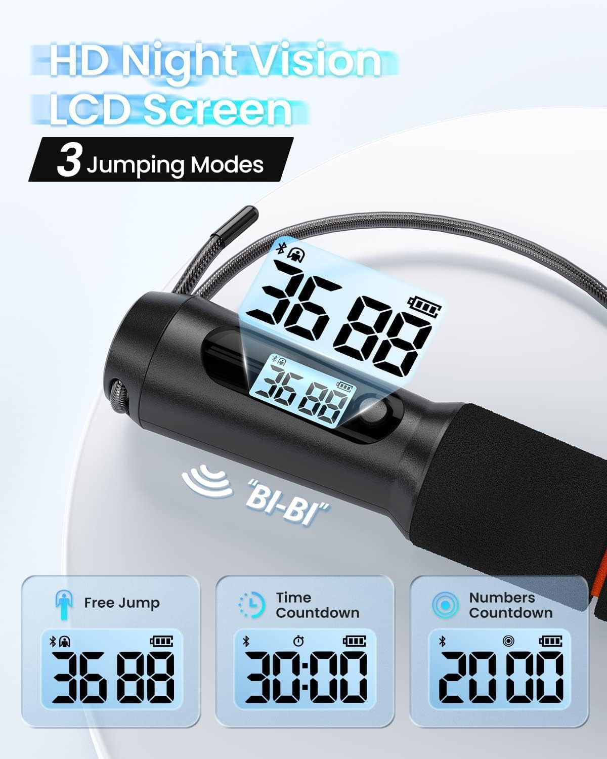 Smart Jump Rope with App-Based Data Tracking and Analysis, Tangle-Free Design, Adjustable for All Users, Perfect for Crossfit, Gym, and MMA Training