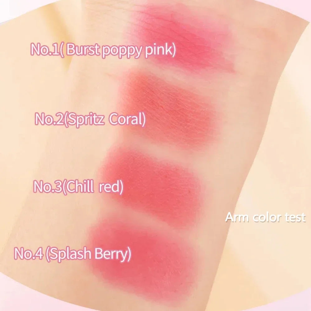 4-Piece Jelly Cheek Blush Tint Set - 3-in-1 Transparent Moisturizing Blusher, Facial Contour, and Lipstick for Long-Lasting Makeup
