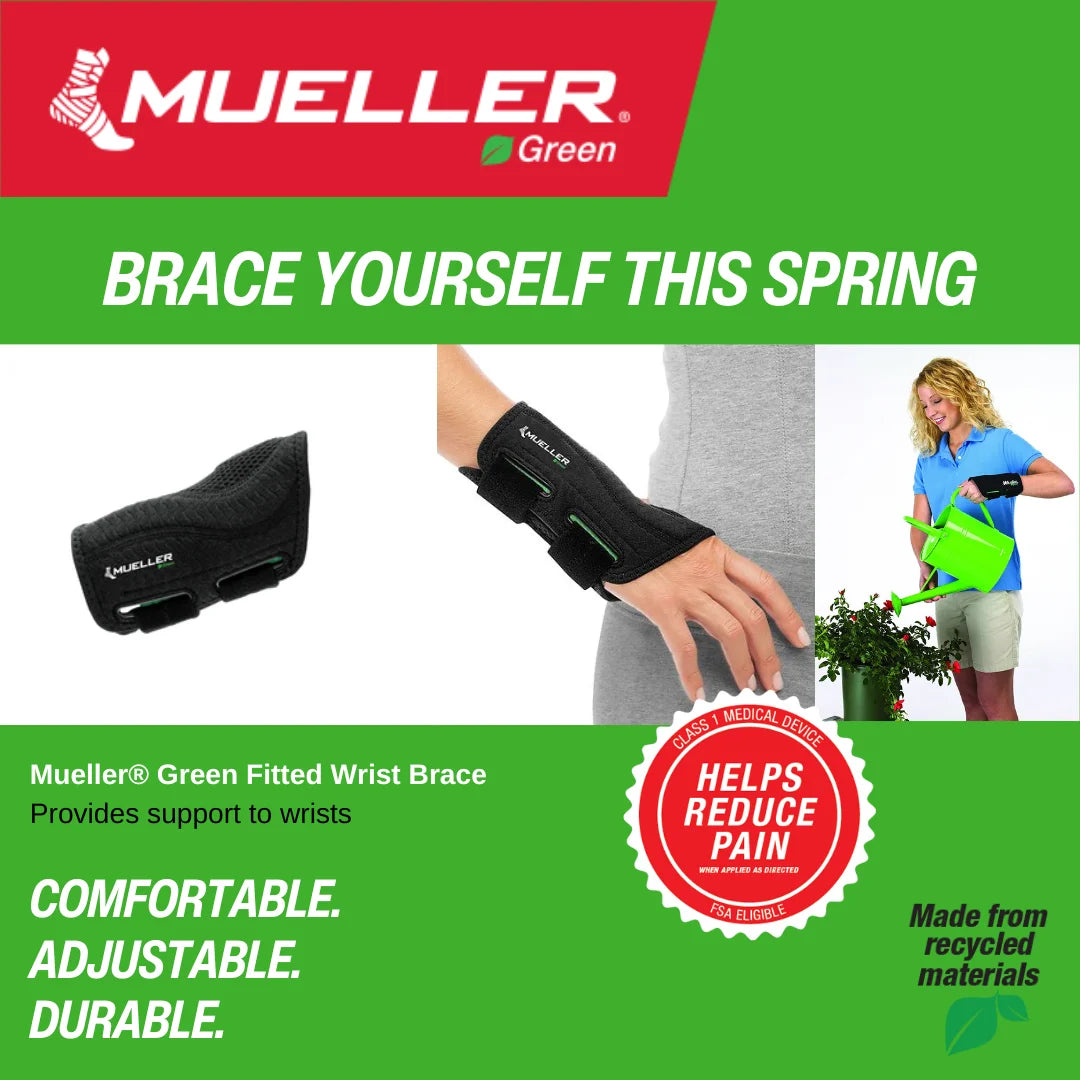 Green Fitted Wrist Brace, Left Hand, Unisex, One Size Fits Most, Black