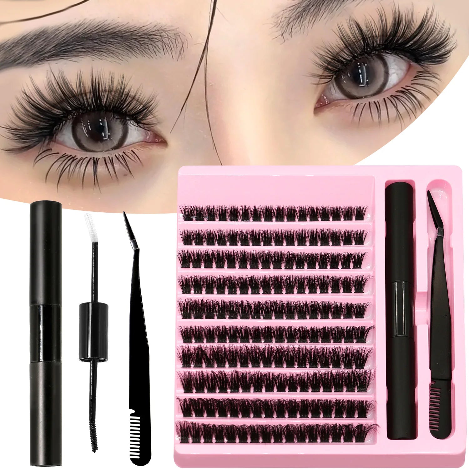 DIY Individual Lash Cluster Kit with Bond and Seal for Eyelash Extensions