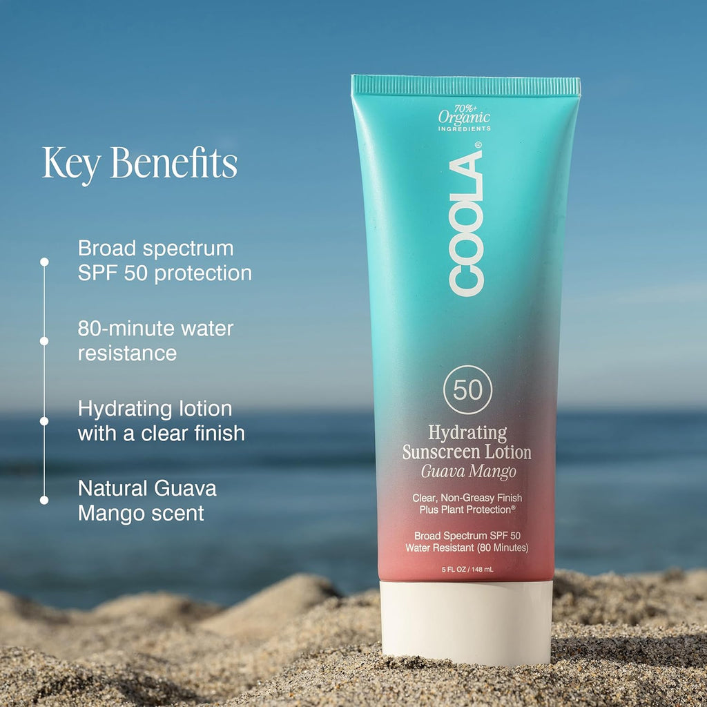 Organic Sunscreen SPF 50 Body Lotion - Dermatologist Tested Daily Protection, Vegan and Gluten Free, Guava Mango, 5 Fl Oz