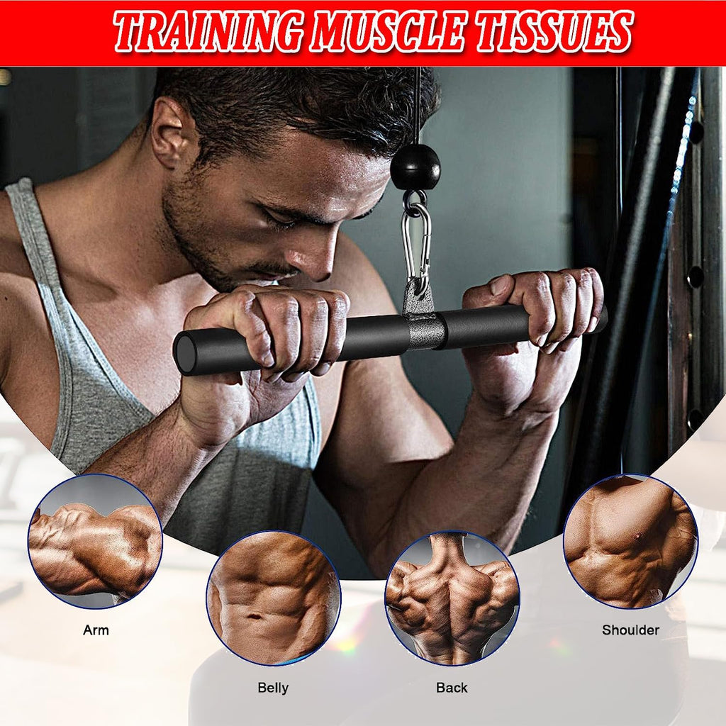 LAT Pull Down Bar Attachment for Cable Machines - Ergonomic Rubber Handle for Home Gym Muscle Development and Strength Training