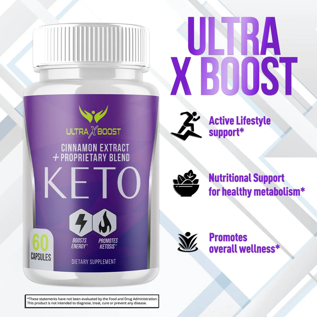 (1 Pack) Ultra X Boost Keto Diet Pills - Utilize Fat for Energy with Ketosis - Boost Energy & Focus, Manage Cravings, Support Metabolism - Supplement for Women and Men - 60 Capsules