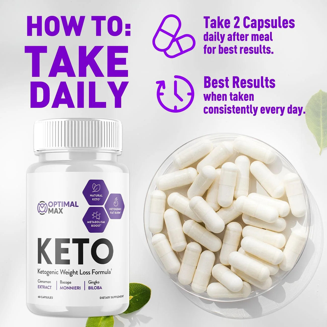 Optimal Max Keto - Ketogenic Weight Loss Formula - Energy & Focus Boosting Dietary Supplements for Weight Management & Metabolism - Advanced Fat Burn Ketones Pills - 60 Capsules (1 Pack)