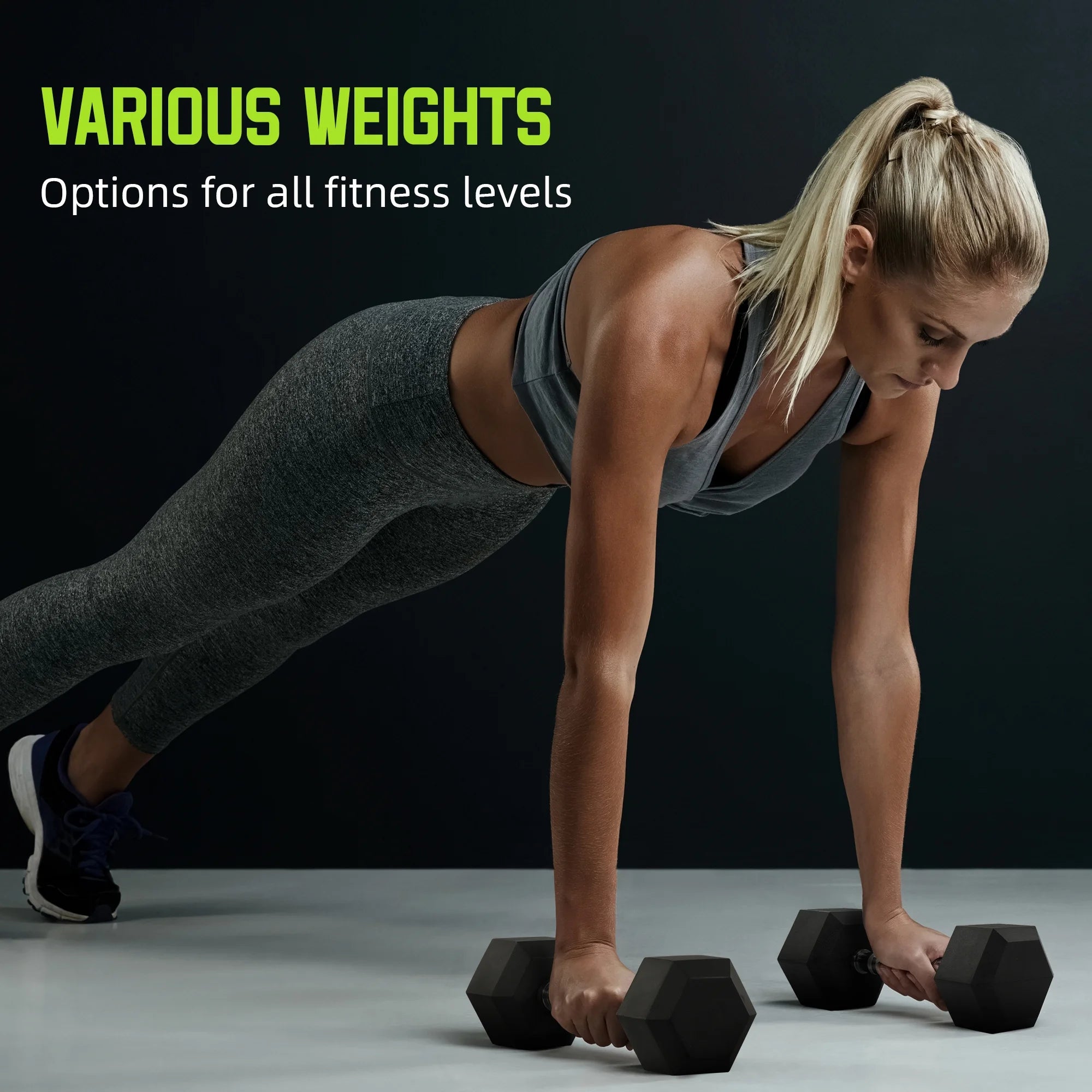 15 lb Hex Dumbbell with Black Rubber Coating