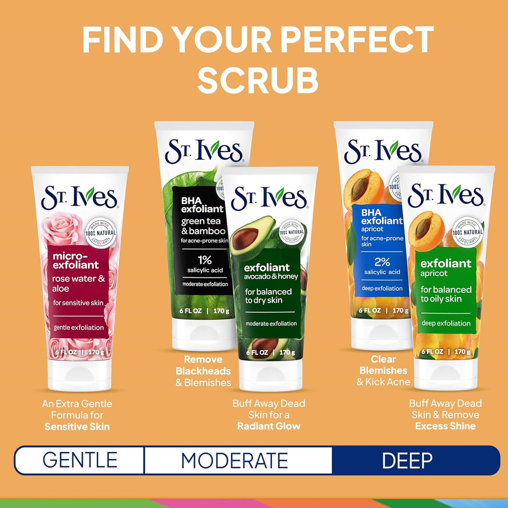 Apricot Face Scrub for Deep Exfoliation and Radiant Skin, Oil-Free Formula with 100% Natural Exfoliants, 6 Oz, Pack of 6