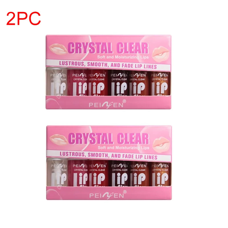 6-Piece Moisturizing Lip Gloss Set - Transparent Lip Oil, Hydrating Lip Glaze, and Lip Plumper Liquid Lipstick for Enhanced Lip Care and Cosmetics