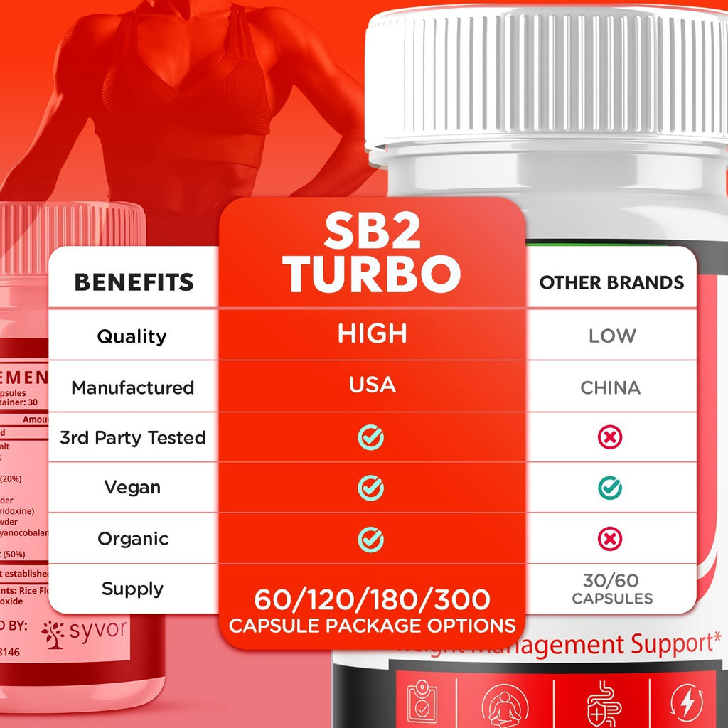(3 Pack) SB2 Turbo Pills Advanced Energy & Fitness Supplement Sb2Turbo 180 Caps