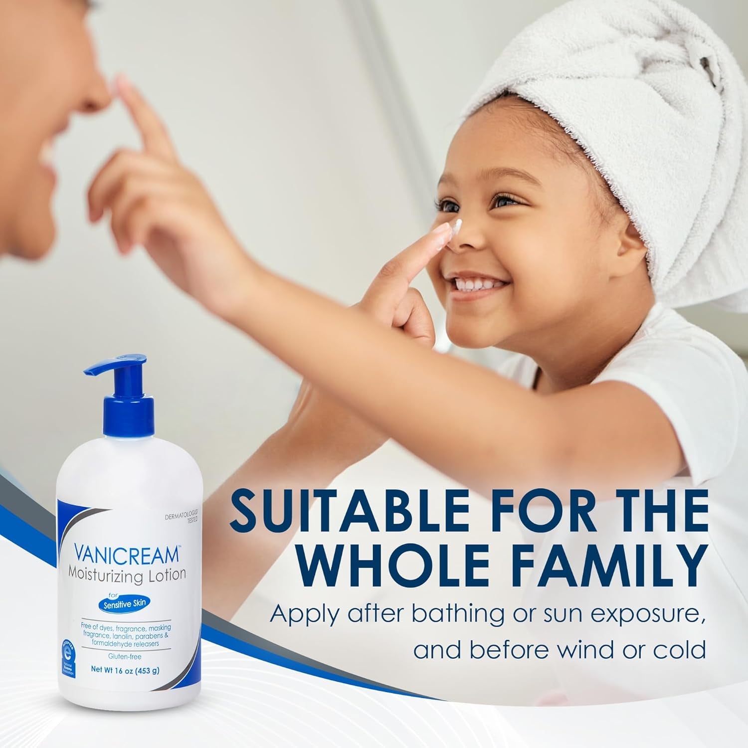 Moisturizing Lotion with Pump - Fragrance-Free and Gluten-Free Formula for Sensitive Skin - 16 Ounces (Single Pack)