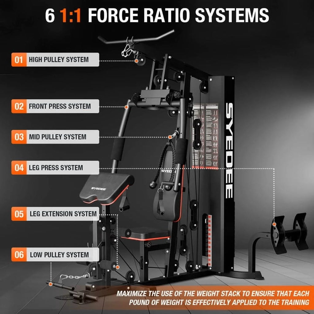 Home Gym Station with 150 lbs Weight Stack - Complete Full-Body Training Equipment