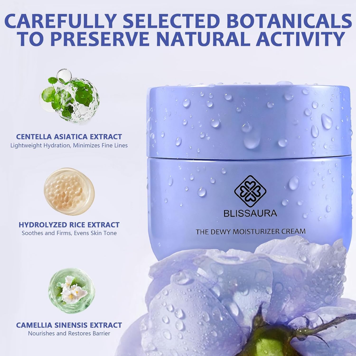Dewy Skin Hydrating Face Cream with Hyaluronic Acid - Lightweight Moisturizer for Dry and Sensitive Skin - Ideal Makeup Primer for a Radiant Finish - 1.7 Oz