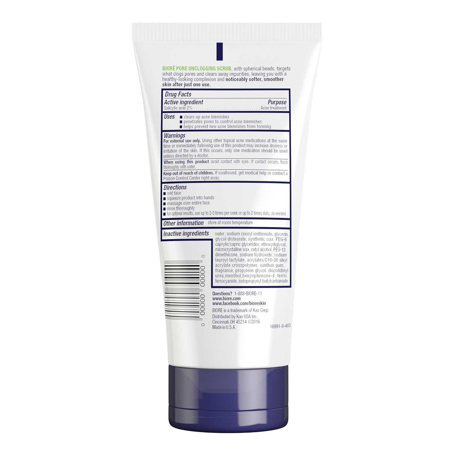 Pore Unclogging Facial Scrub with Salicylic Acid - Oil-Free, 5 Ounces (HSA/FSA Approved)