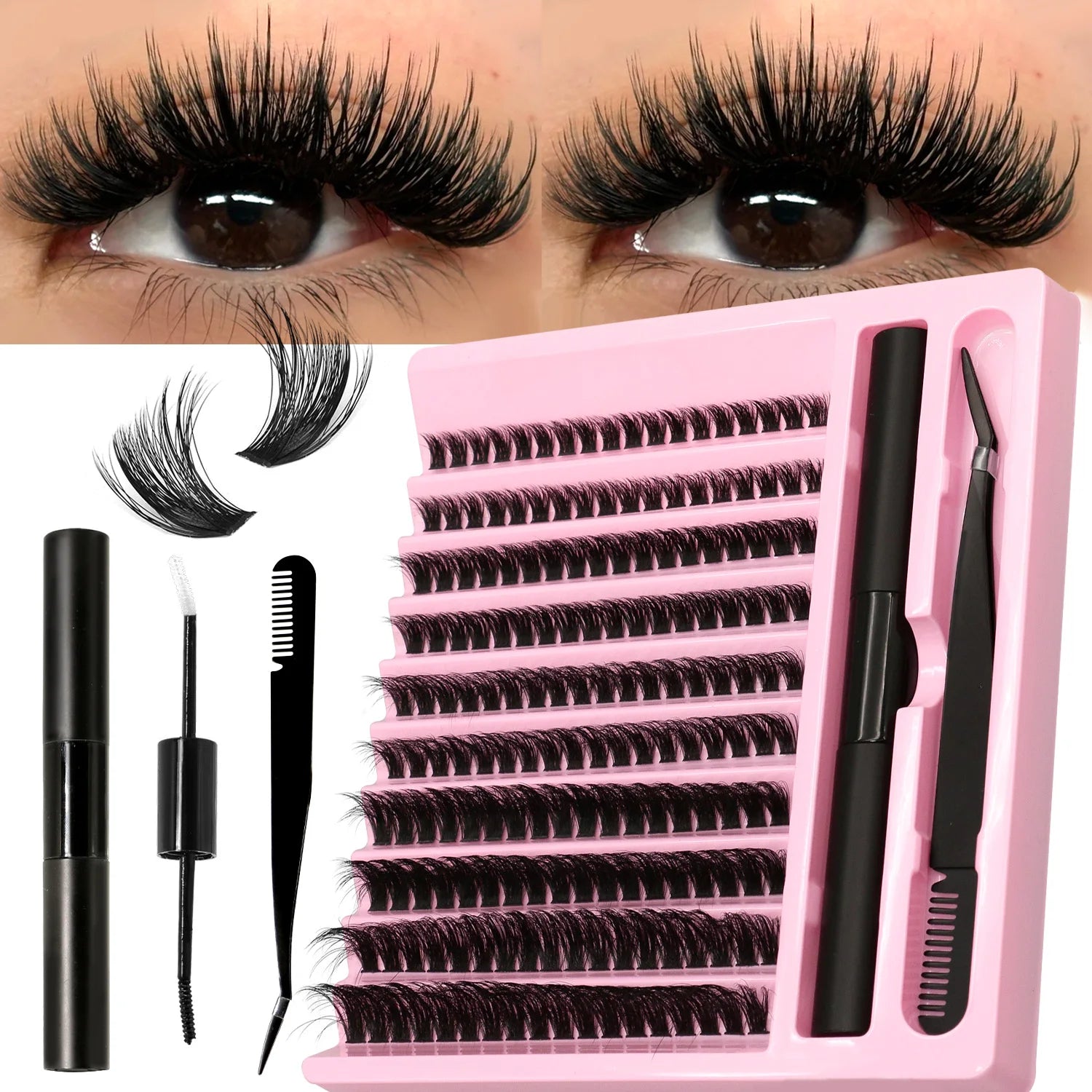 DIY Individual Lash Cluster Kit with Bond and Seal for Eyelash Extensions