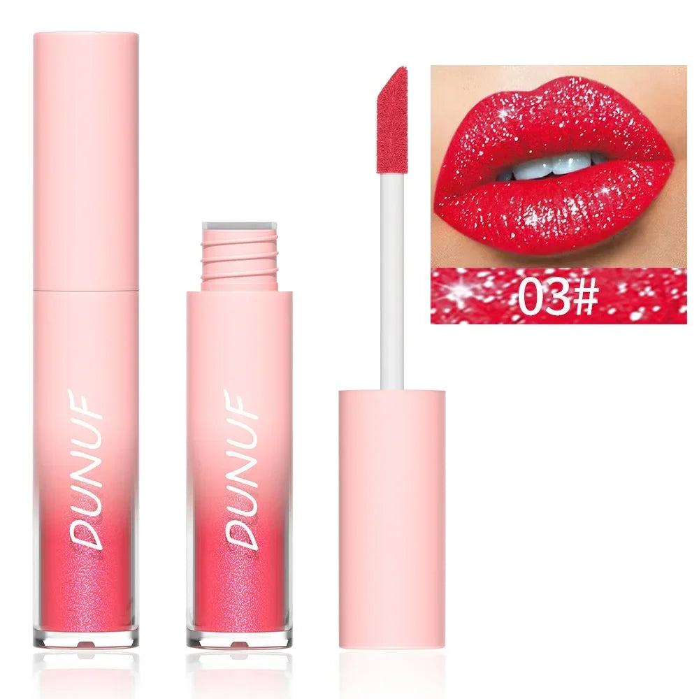 18-Color Metallic Waterproof Lip Gloss Set with Long-Lasting Matte and Shimmer Finishes for Women