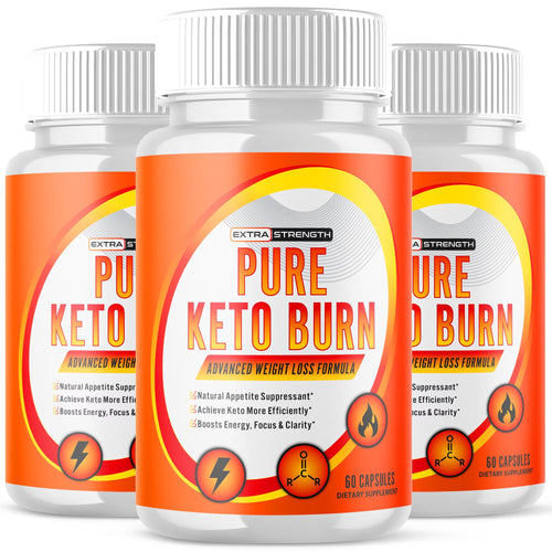 (3 Pack) Pure Keto Burn - Supplement for Weight Loss - Energy & Focus Boosting Dietary Supplements for Weight Management & Metabolism - Advanced Fat Burn Raspberry Ketones Pills - 180 Capsules