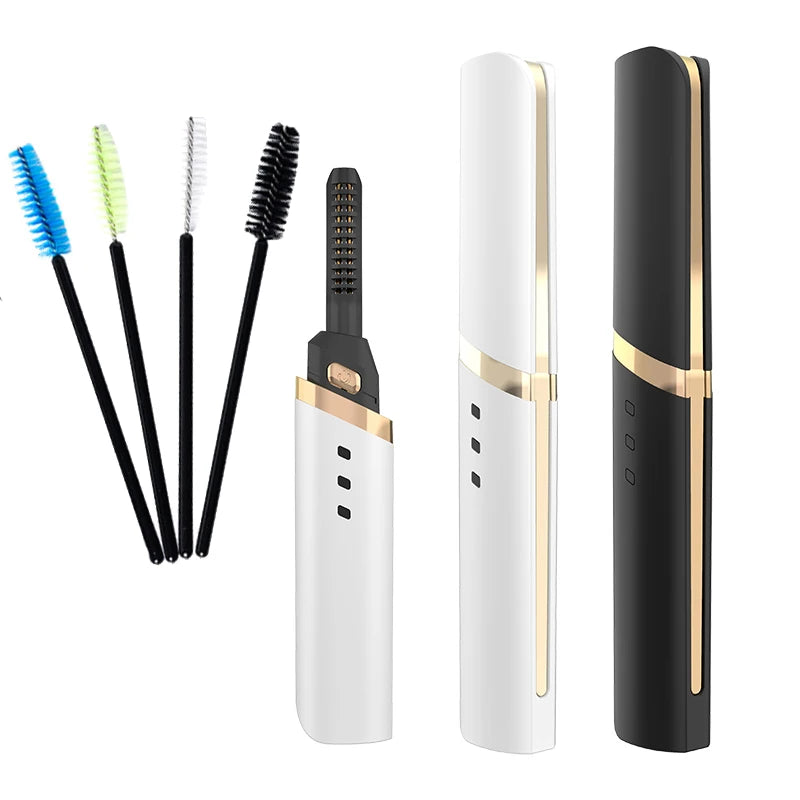 1081 Wholesale Private Label Rose Gold Mini Electric Makeup Set with 3D Magnetic Heated Eyelash Curler
