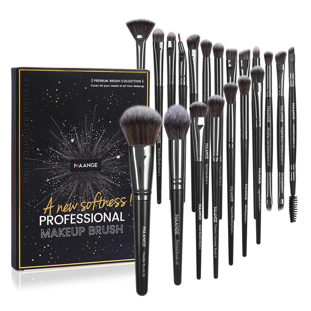 20-Piece Professional Makeup Brush Set for Foundation, Concealer, Eyeshadow, and Blush with Portable Storage Case