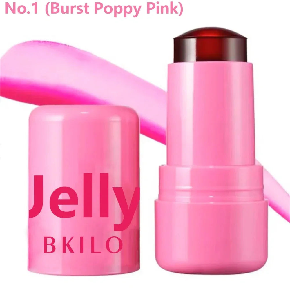 4-Piece Jelly Cheek Blush Tint Set - 3-in-1 Transparent Moisturizing Blusher, Facial Contour, and Lipstick for Long-Lasting Makeup