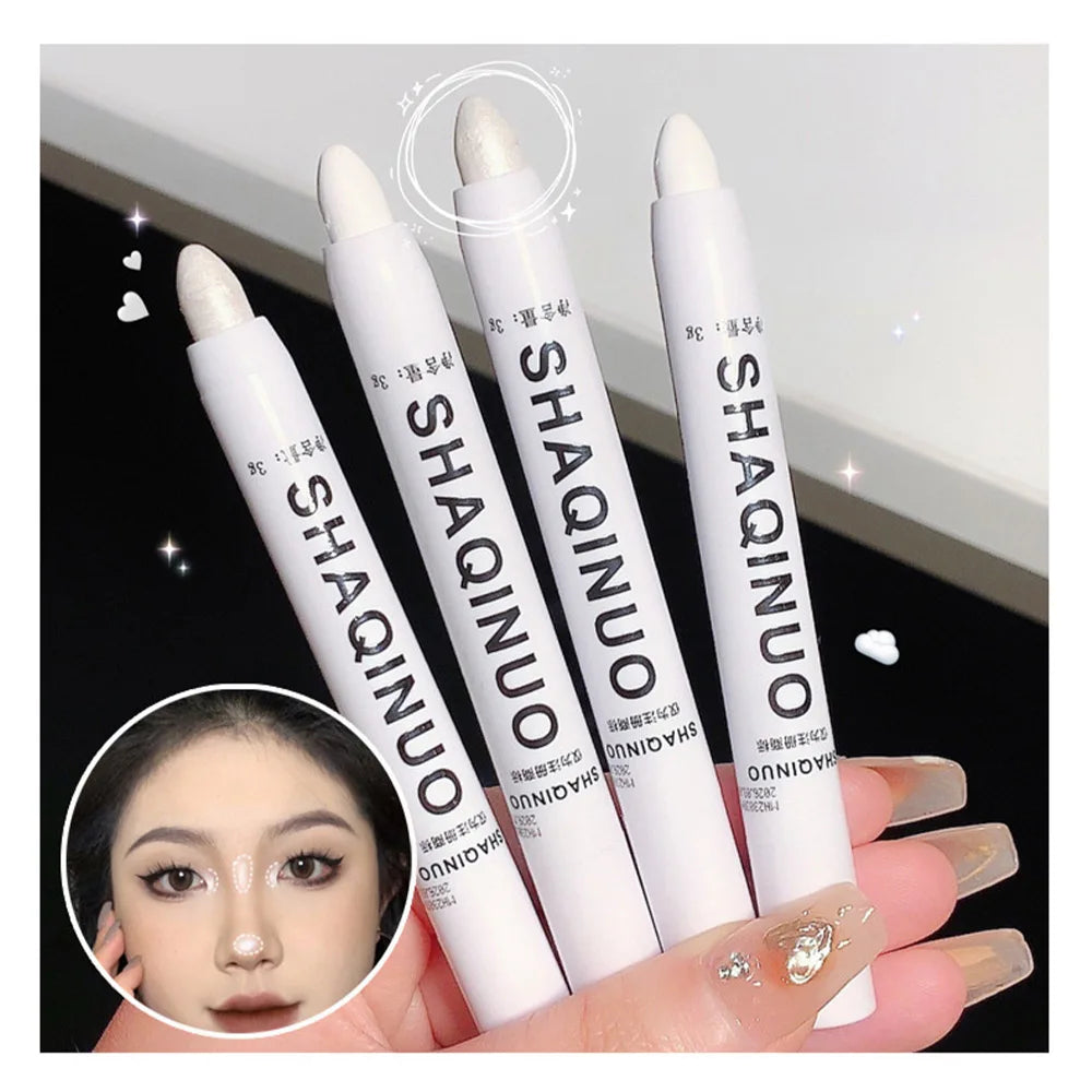Matte Eyeshadow Stick with White Eyeliner and Shimmer Silver Highlighter Pen
