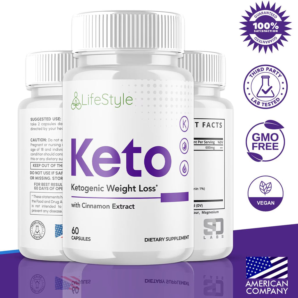 Lifestyle Keto - Ketogenic Weight Loss - Energy & Focus Boosting Dietary Supplements for Weight Management & Metabolism - Advanced Fat Burn Raspberry Ketones Pills - 180 Capsules (3 Pack)
