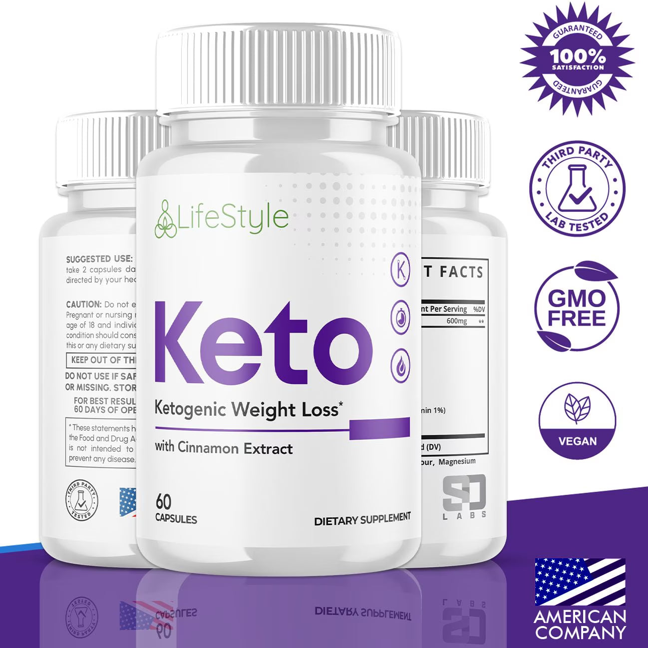 Lifestyle Keto - Ketogenic Weight Loss - Energy & Focus Boosting Dietary Supplements for Weight Management & Metabolism - Advanced Fat Burn Raspberry Ketones Pills - 120 Capsules (2 Pack)