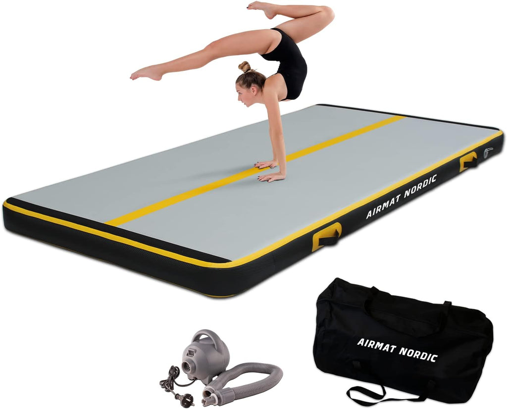 Inflatable Carbon Air Tumble Track with Electric Pump - Available in 10Ft, 13Ft, 16Ft, 20Ft, and 26Ft - Ideal for Gymnastics, Cheerleading, and Tumbling at Home