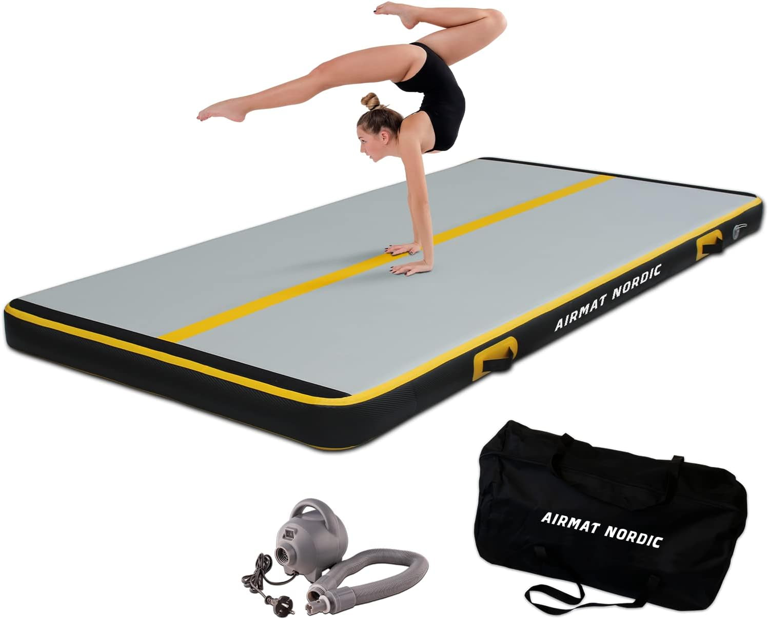 Inflatable Carbon Air Tumble Track with Electric Pump - Available in 10Ft, 13Ft, 16Ft, 20Ft, and 26Ft - Ideal for Gymnastics, Cheerleading, and Tumbling at Home