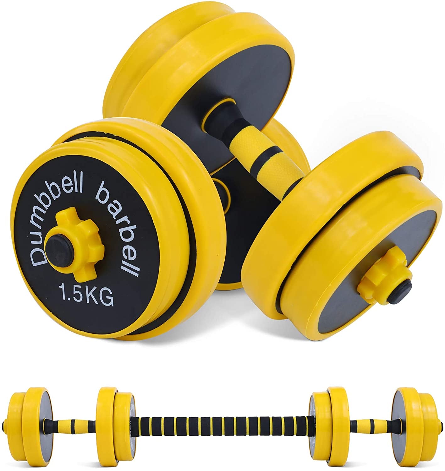 Professional Adjustable Weight Training Set: Versatile 3-in-1 Solution with Dumbbells, Kettlebells, and Barbell Weights (20-70LB) - Non-Slip Design
