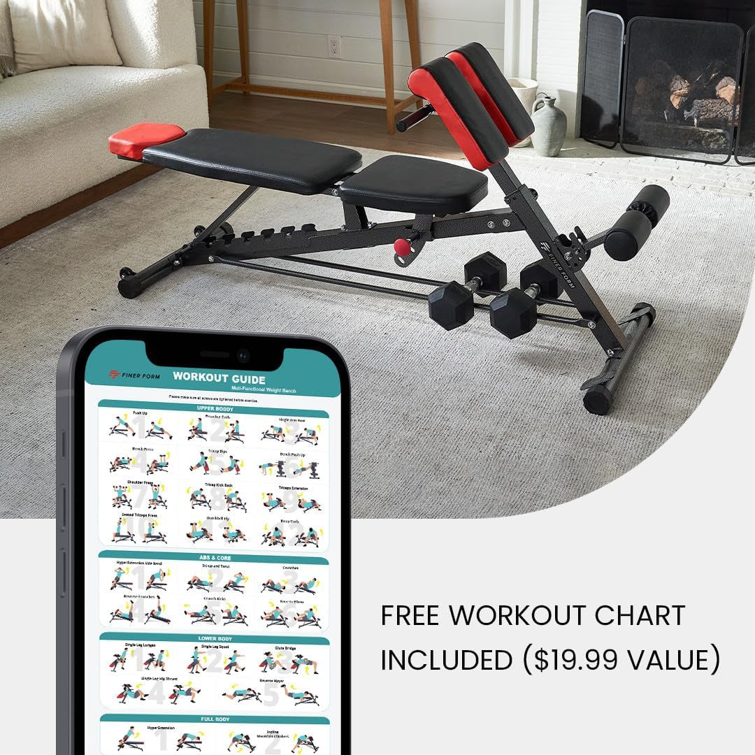 Comprehensive FID Weight Bench for Full-Body Workouts – Hyper Back Extension, Roman Chair, Adjustable Ab Sit-Up, Incline/Decline, and Flat Bench Functions
