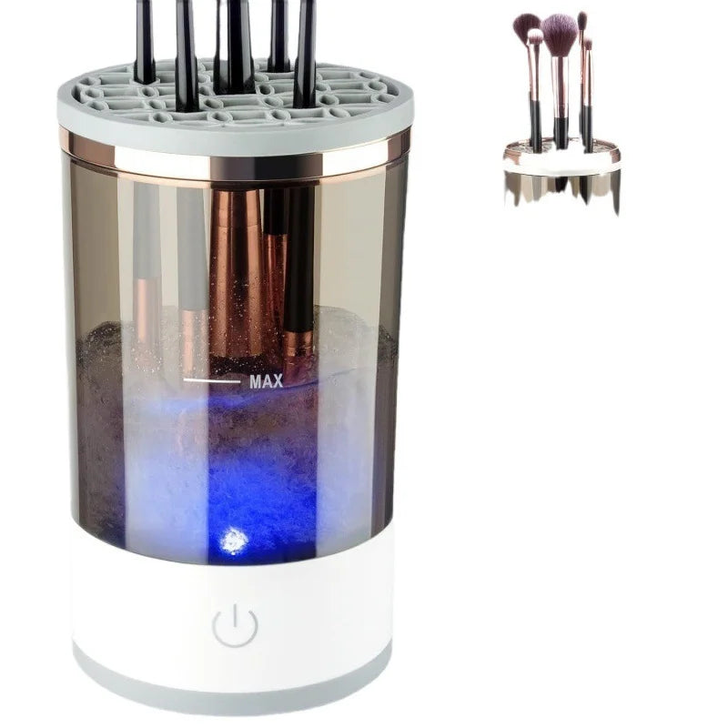 Portable Electric Makeup Brush Cleaner with USB Connectivity and Rubber Brush Collar