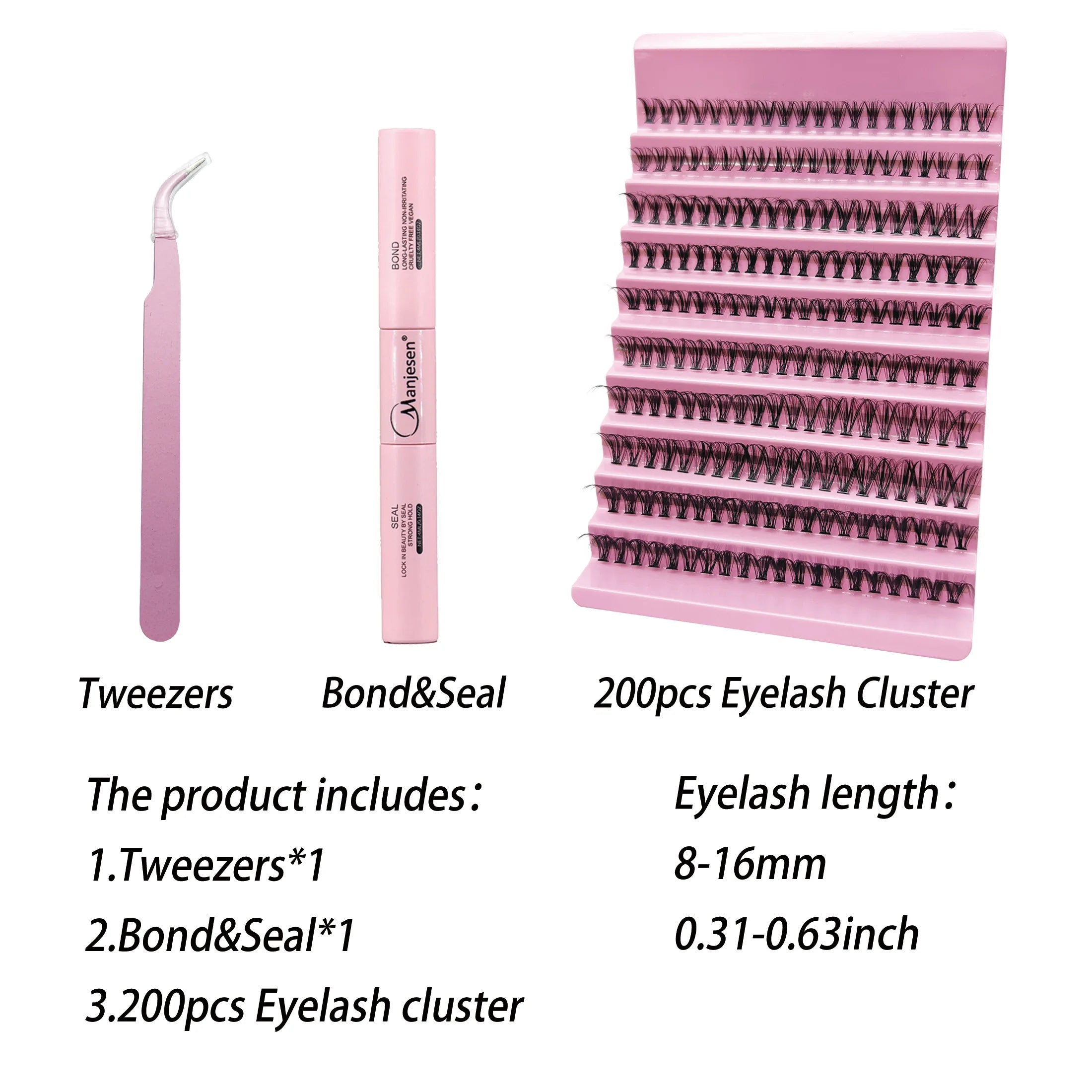 Professional DIY Lash Extension Kit: Thick, Fluffy Individual Lashes with Adhesive Bond, Sealant, Glue Remover, and Applicator