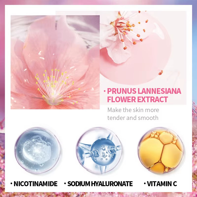 8-Piece Sakura Facial Skin Care Set: Moisturizing Serum, Nourishing Cream, Soothing Lip Balm, and Hand Cream for Enhanced Beauty and Care