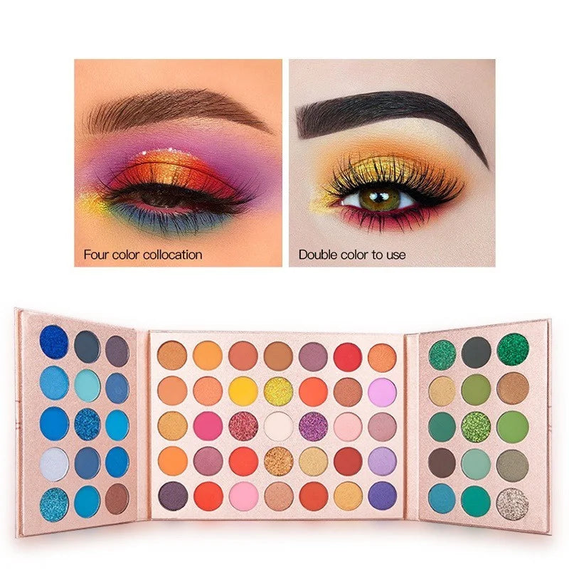 Boutique 65-Color Eye Shadow Palette - Shimmer, Matte, and Sequin Shades for Vibrant Stage Looks