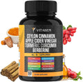 Ceylon Cinnamon Capsules 3000Mg Turmeric 3000Mg Apple Cider Vinegar 3000 Mg Ginseng 2000Mg Aloe Vera 2000Mg Berberine Supplement 1200Mg + Banaba | Bitter Melon | Gymnema | Ginger Root - 60 Count
