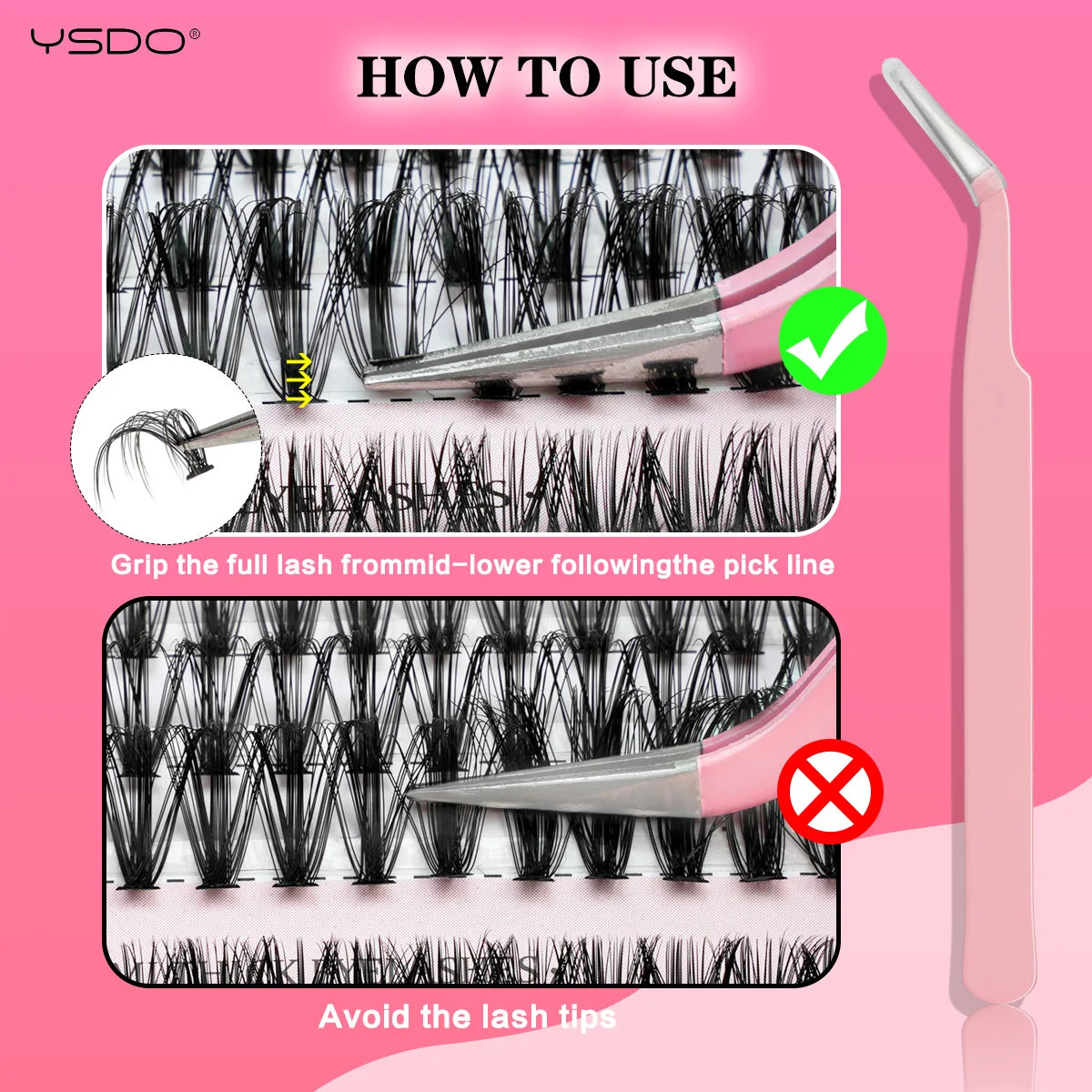 Lash Clusters Kit: Individual Lash Extension Bond and Seal Glue with Tweezers for DIY Multi-Type False Eyelashes Application