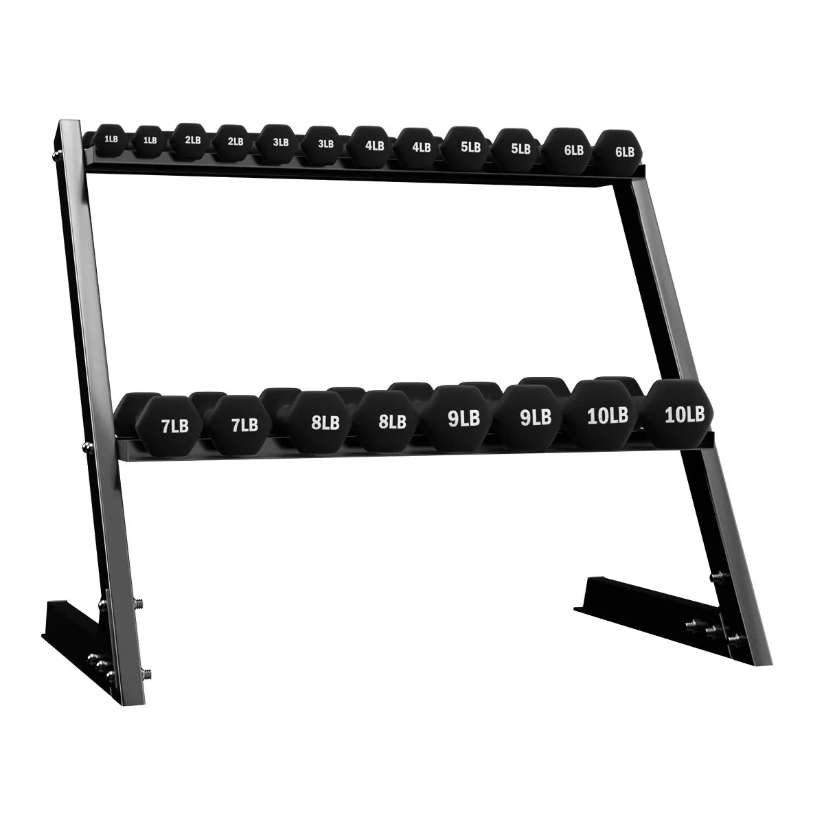 BalanceFrom 110-Pound Neoprene Coated Cast Iron Dumbbell Set with Stand, Includes 10 Pairs of Weights Ranging from 1 to 10 Pounds, Black